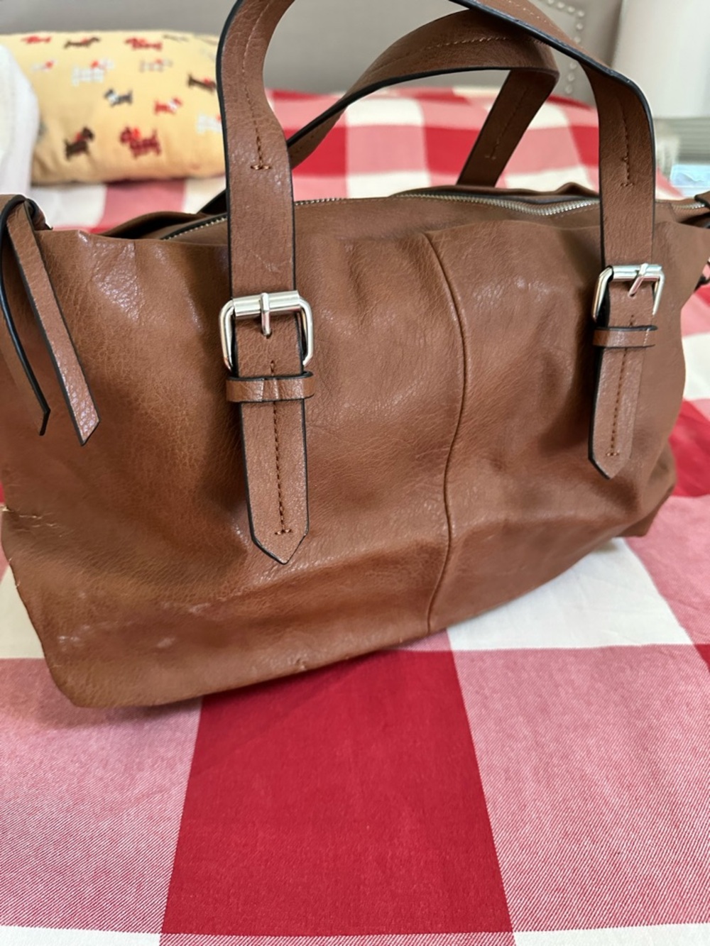 Zara Brown faux leather crossbody Satchel